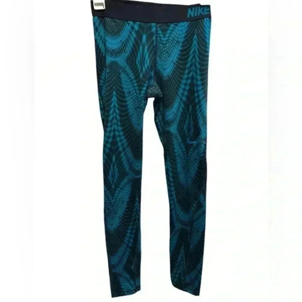 NIKE PRO DRI FIT TURQUOISE AND BLACK LEGGINGS